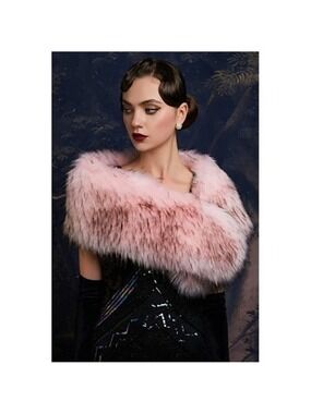𝅺🆕 Luxury Vegan Fur Collar Wrap Winter Cloak Bridal Wedding Cover Up SOFT PINK👑